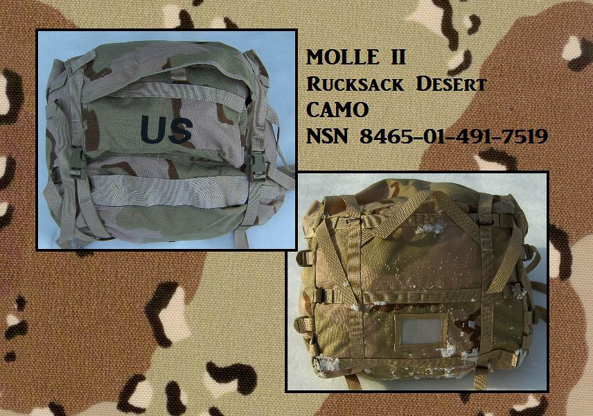 MOLLE II Rucksack Desert Camo NSN 8465-01-491-7519